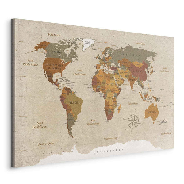 Quadro - World Map: Beige Chic