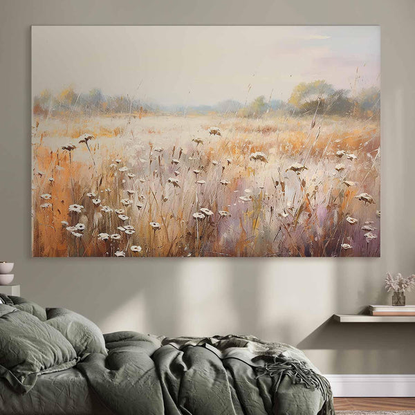 Quadro XXL - Impressionist meadow – field landscape in a pastel colour palette