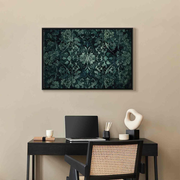 Quadro - Oriental Pattern Carpet: Emerald Ornaments and Worn Patterns