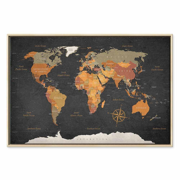 Quadro - World Map: Secrets of the Earth