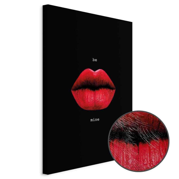 Quadro - Red Lips (1-part) - Black Background with English Text