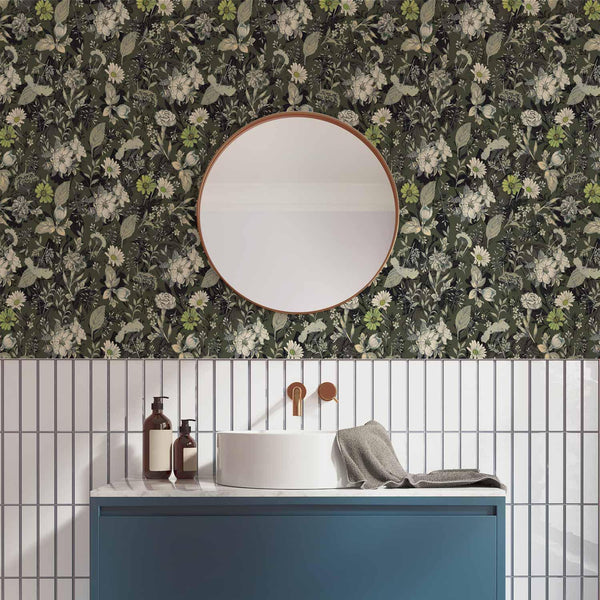 Tappezzeria murale - Fragrant flowers and herbs - green