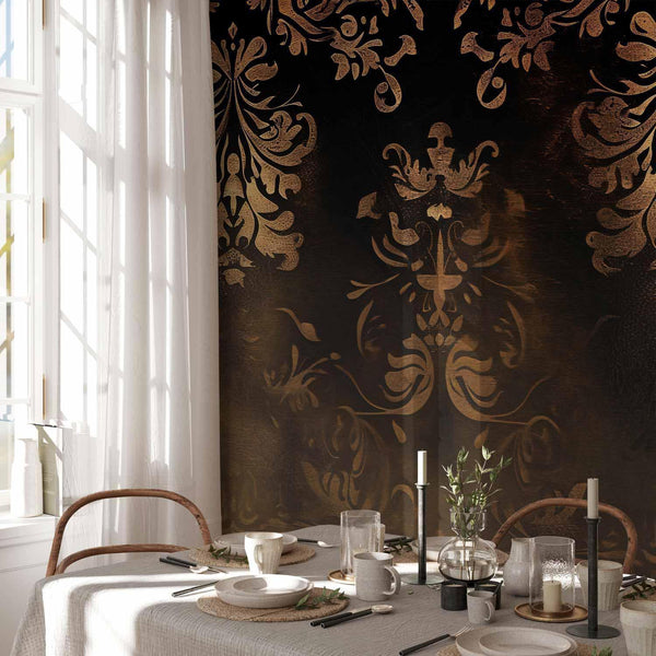 Carta da parati - Baroque Ornaments in Patinated Gold and Browns: Retro Motif