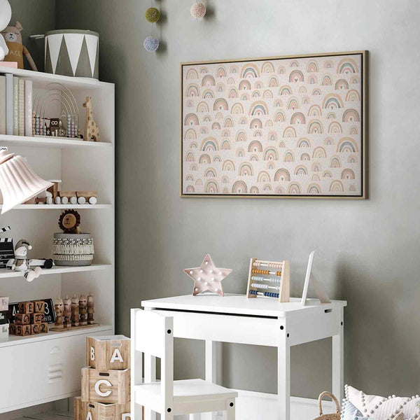 Quadro - Spring - Pastel Rainbows with Hearts on a Rainy Day