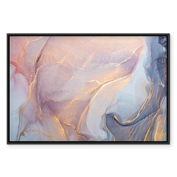 Quadro - Pink and blue marble - abstract watercolour with gold accents