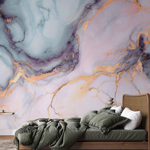 Carta da parati - Pastel Stones - Pink and Blue Marble-based Structures