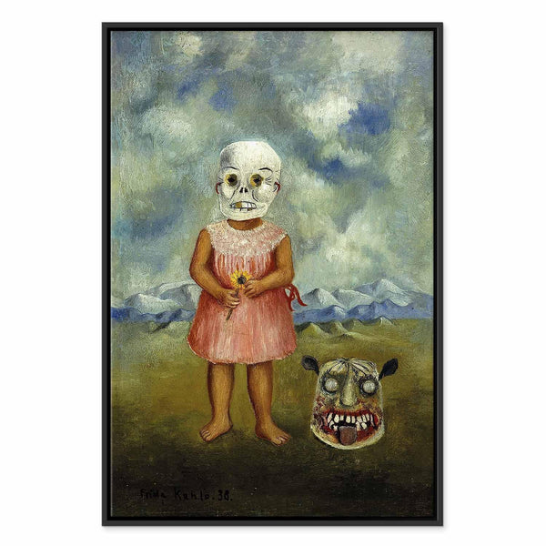Quadro - Frida Kahlo – Girl with Death Mask (She Plays Alone)