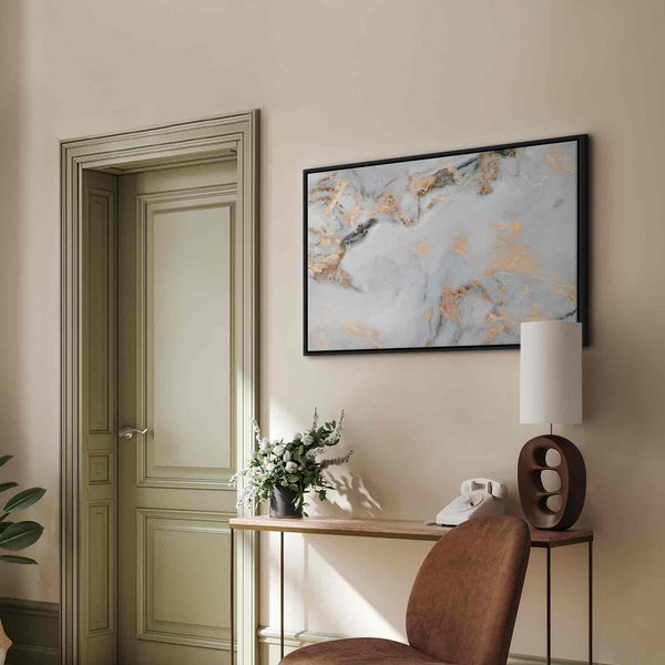 Quadro - White stone – elegant marble with golden reflections