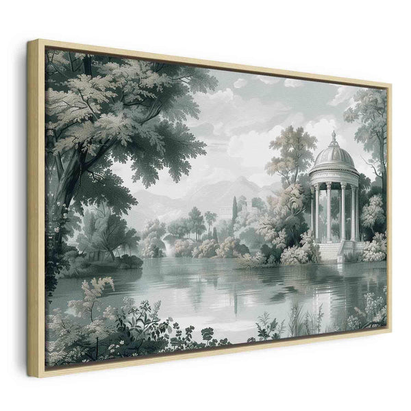 Quadro - View of the Park and Lake Retro Vintage Landscape in Greens
