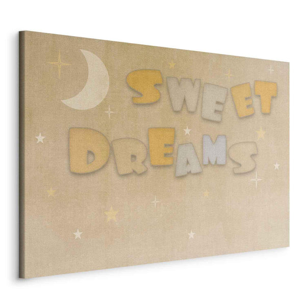 Quadro - Sweet Dreams - Pastel Inscription Surrounded by the Moon and Stars