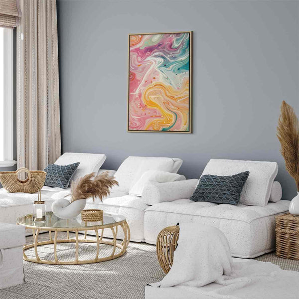 Quadro - Colorful Chaos - Dynamic Shapes in Shades of Pink Yellow and Blue