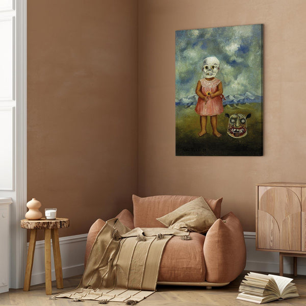 Quadro - Frida Kahlo – Girl with Death Mask (She Plays Alone)
