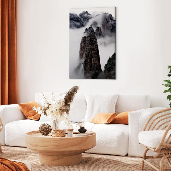 Quadro - High Mountains in Mist (1-part) - Landscape of Clouds Amid Rocks