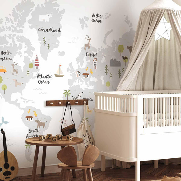 Carta da parati - Minimalist Map for Children's Room