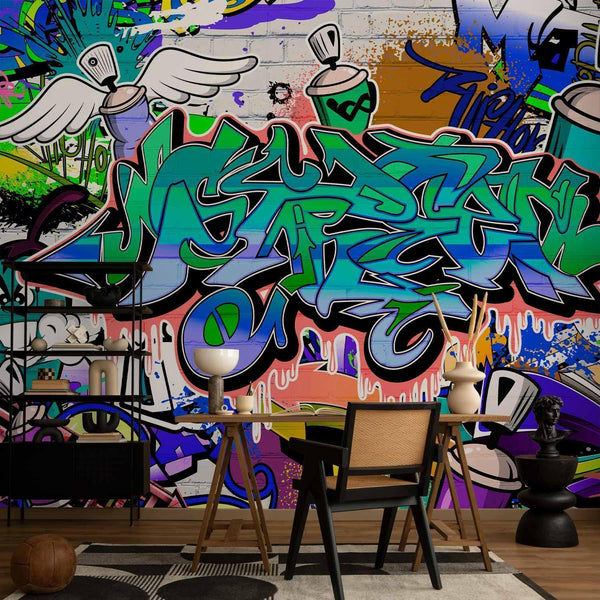 Carta da parati - Graffiti: blue theme