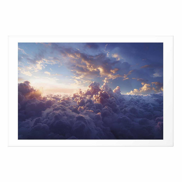 Poster - Sun in Hiding: The Golden Face of the Sky Over the Cloudy Sea