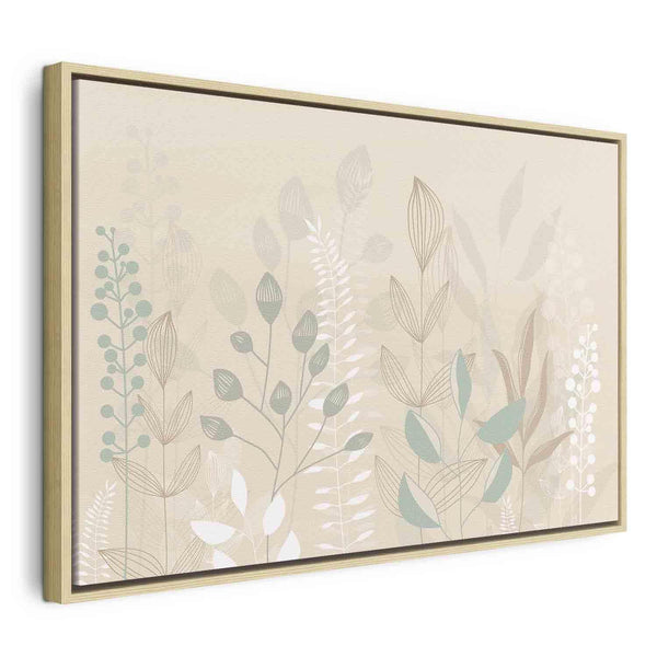 Quadro - Morning in the Meadow - Various Pastel Plants on a Beige Background