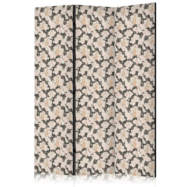 Paravento - Among Pink Shrubs - White and Beige Rabbits on a Blooming Meadow