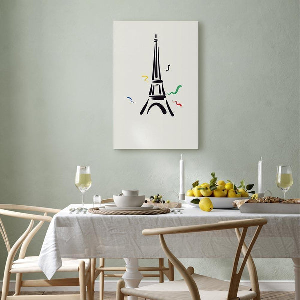 Quadro - Black Graphic Drawing of the Eiffel Tower on a Cream Background