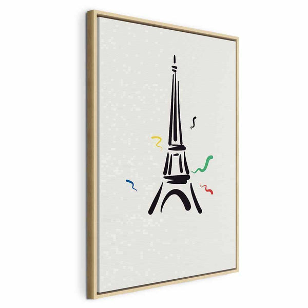 Quadro - Black Graphic Drawing of the Eiffel Tower on a Cream Background