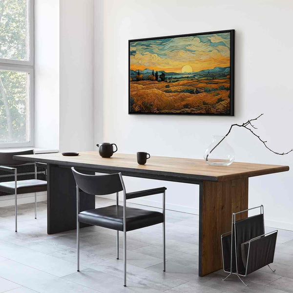 Quadro - Impressionistic fields - painted golden landscape with fields of grain