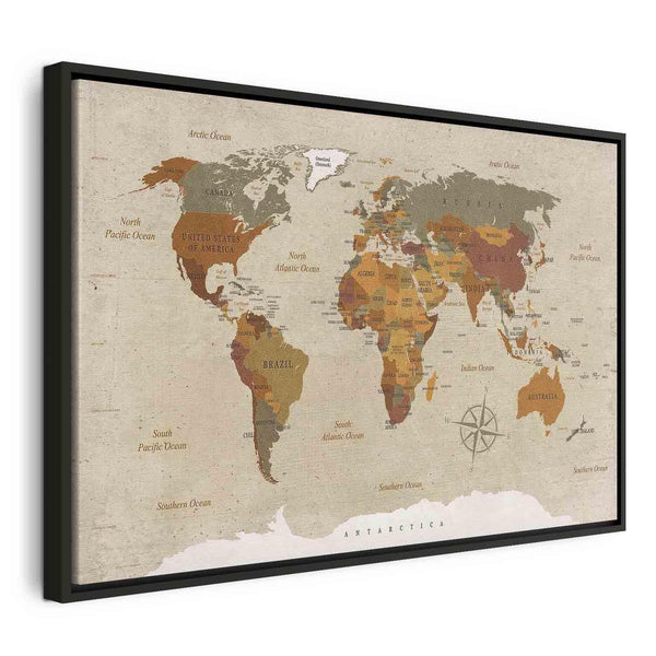 Quadro - World Map: Beige Chic