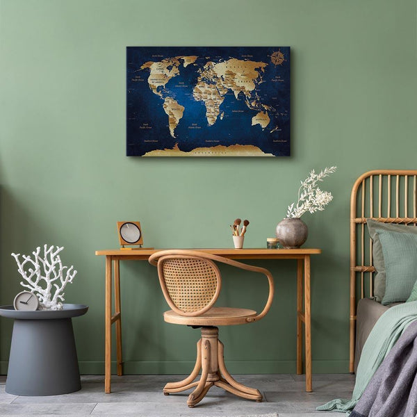 Quadro - World Map: The Dark Blue Depths