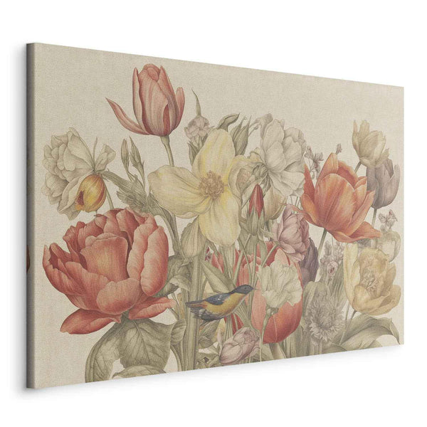 Quadro - Bouquet of flowers on a cream background