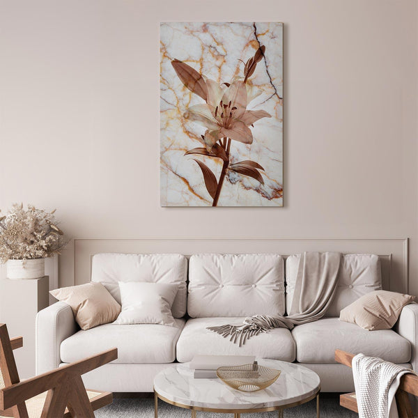 Quadro - Elegance of a Flower (1-part) - Delicate Lily on Marble in Sepia