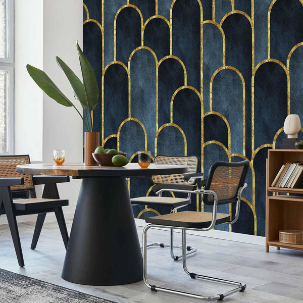 Carta da parati - Gold and Navy Blue Pattern