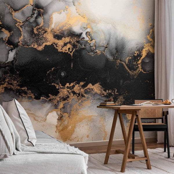 Carta da parati - Gold Explosions - an Abstract Pattern Inspired by Marble