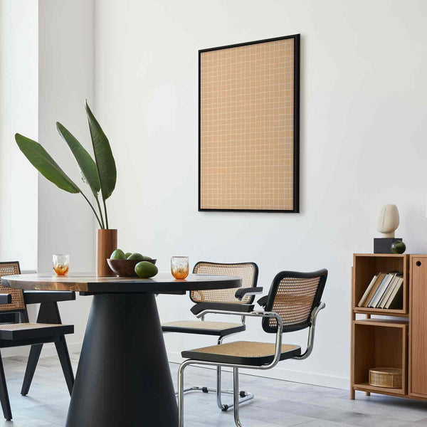 Quadro - Waving Lines - Creamy Grid on a Noisy Pastel Background