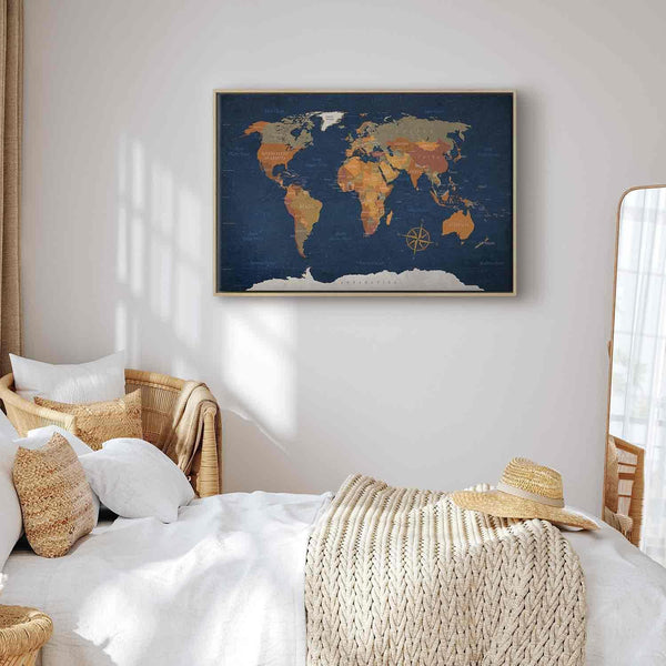 Quadro - World Map: Ink Oceans