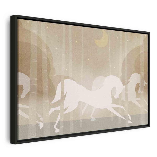 Quadro - Moon Horses - Horses Galloping Among Trees on a Starry Night