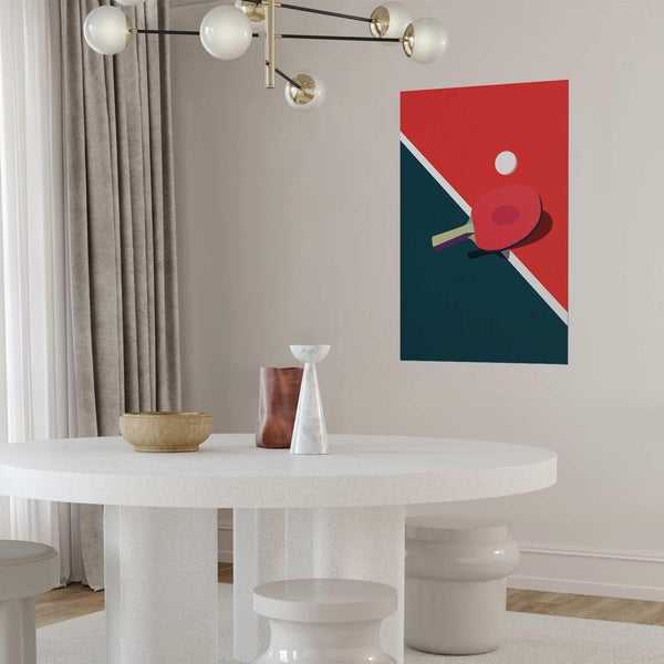 Poster - Table Tennis - Ball and Racket on a Table