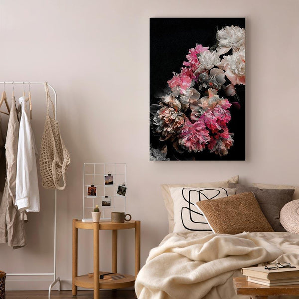 Quadro - Peony Charm (1-part) - Colorful Bouquet on Black Background