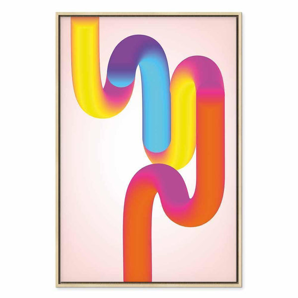 Quadro - Colorful Turns - Dynamic Composition in Shades of Yellow Pink and Blue