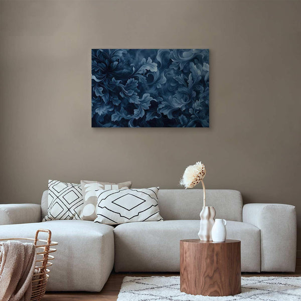 Quadro - Abstract Ornaments Dark Blue Victorian Leaves