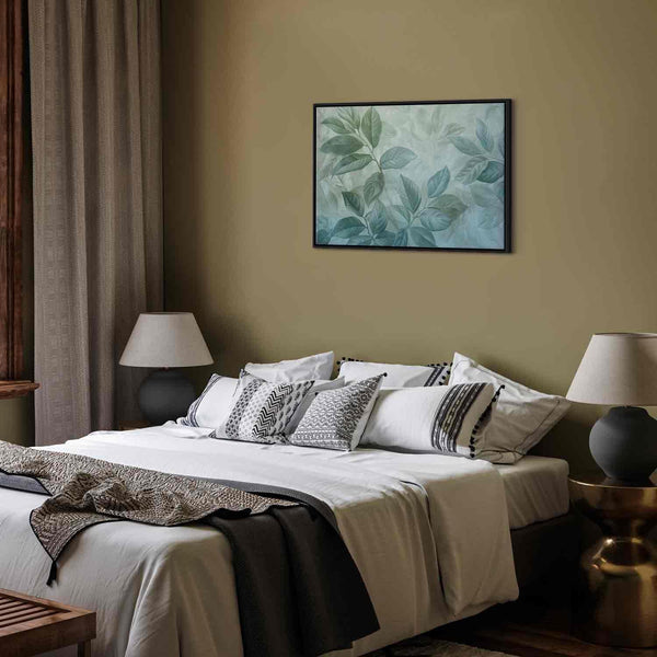 Quadro - Large Leaves in Shades of Green-Mint: Botanical Motif