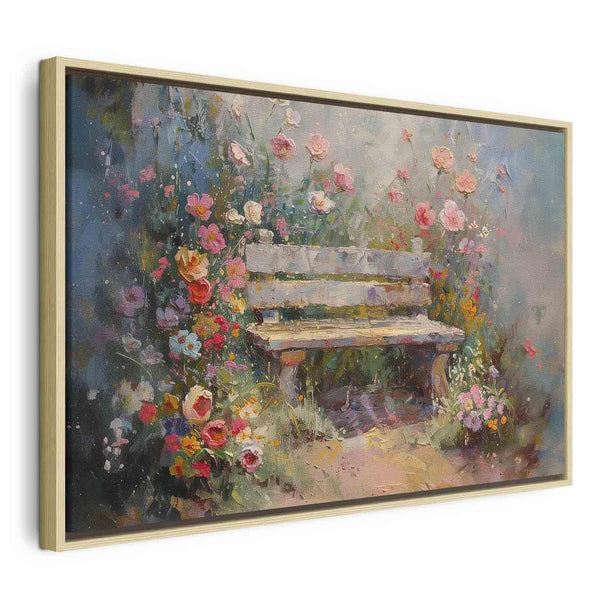 Quadro - Flowery bench - impressionist painting full of flowers