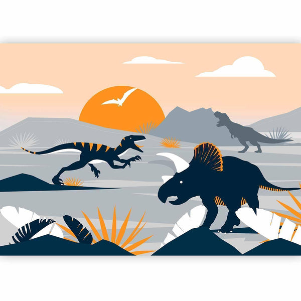 Carta da parati - Last dinosaurs with orange - abstract landscape for a room