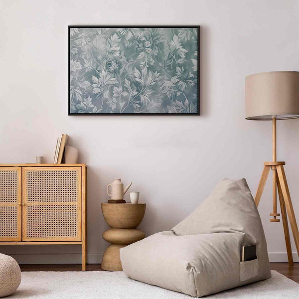 Quadro - Ornaments in Worn Muted Turquoises: Delicate Plant Pattern