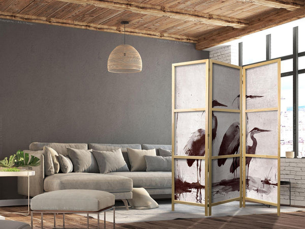 Paravento giapponese - Herons painted with ink