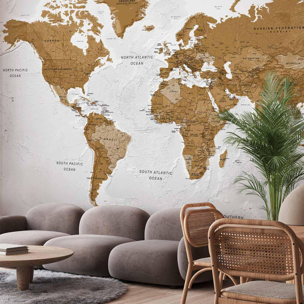Carta da parati - World Map: White Oceans
