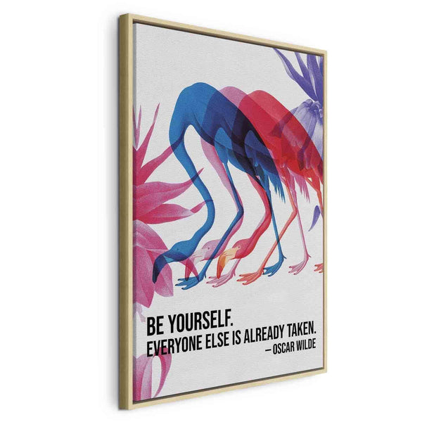 Quadro - Colorful Flamingos - Inspirational Quote with Colorful Bird Silhouettes