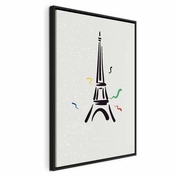 Quadro - Black Graphic Drawing of the Eiffel Tower on a Cream Background