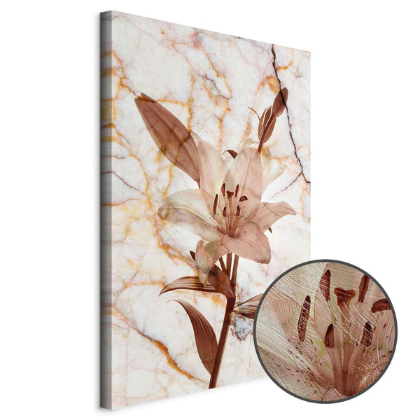 Quadro - Elegance of a Flower (1-part) - Delicate Lily on Marble in Sepia