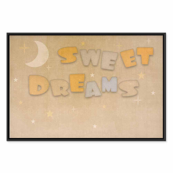 Quadro - Sweet Dreams - Pastel Inscription Surrounded by the Moon and Stars