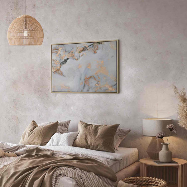 Quadro - White stone – elegant marble with golden reflections