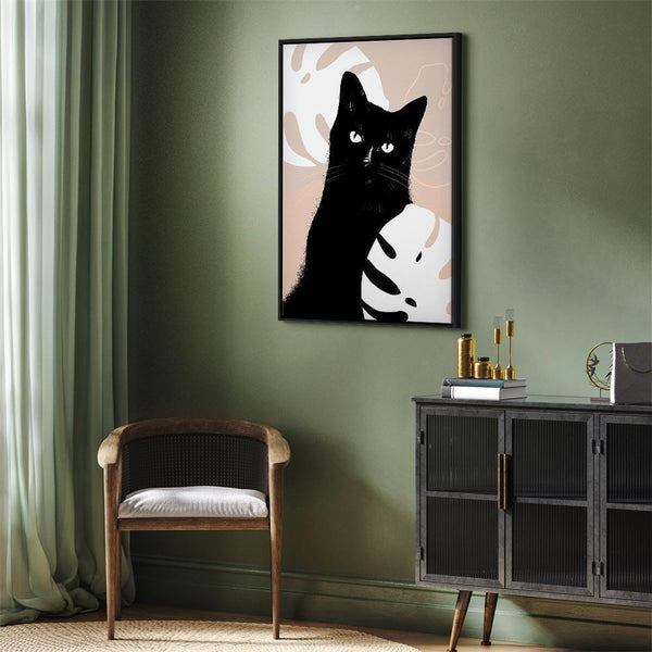 Quadro - Cat in Monsteras (1 Part) Vertical